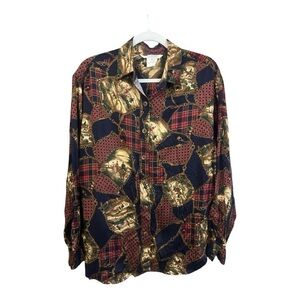J.G. Hook Collection Vintage Equestrian Western Button Down Blouse Size 12 EF2